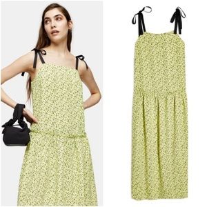 Topshop Petite Tie Tiered Green Sun Dress NWT